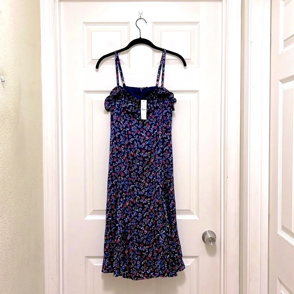 NWT J.Crew Ruffle Stretch Silk Dress in Wisp Floral